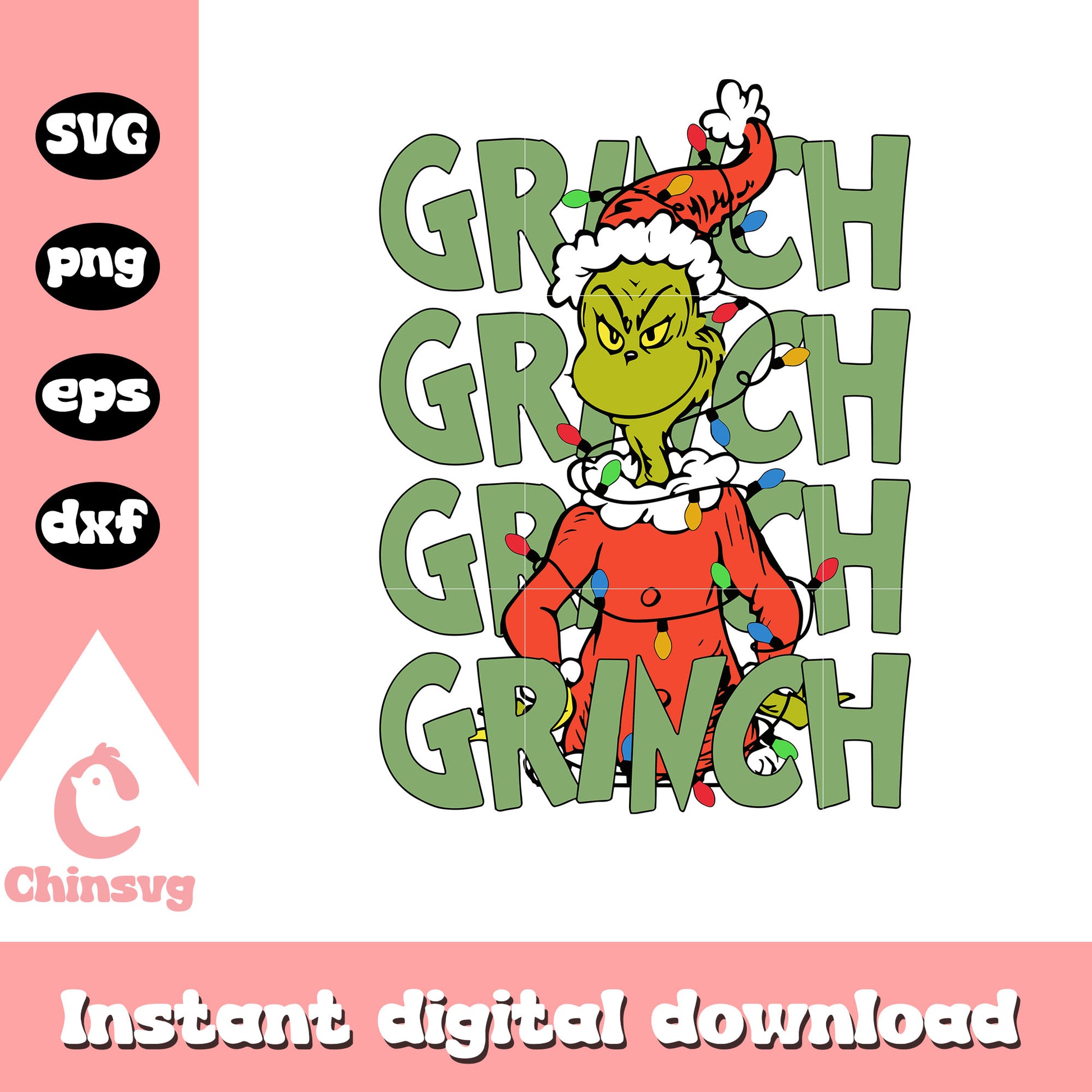 Grinch santa hat font design svg, grinch svg, christmas svg