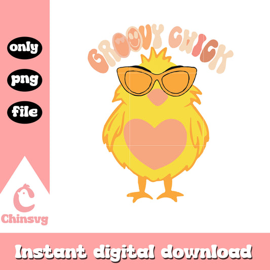 Groovy chick easter design png, groovy​ png, easter chick​ png