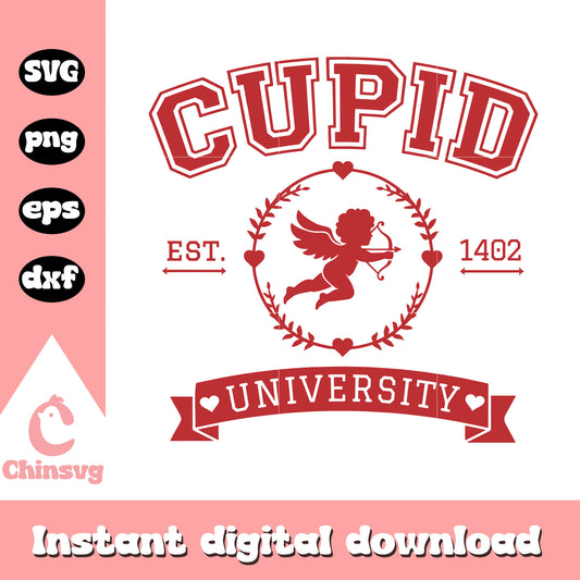 Groovy cupid university est 1402 svg, pink cupid svg, valentine svg