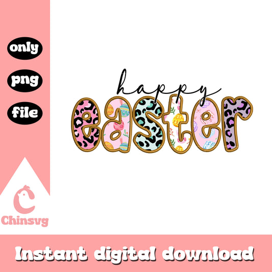 Happy easter leopard pattern png, happy easter day png, leopard png