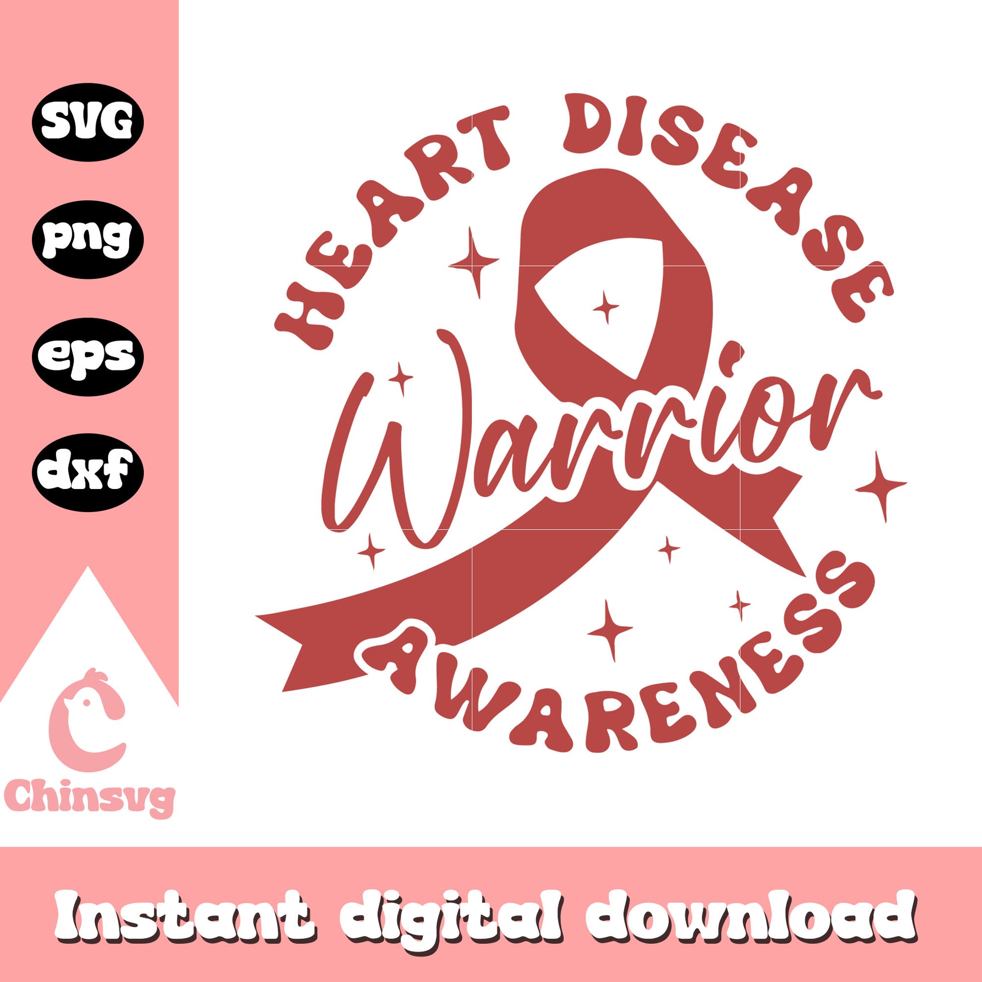 Heart disease warrior awareness svg, awareness ribbons svg