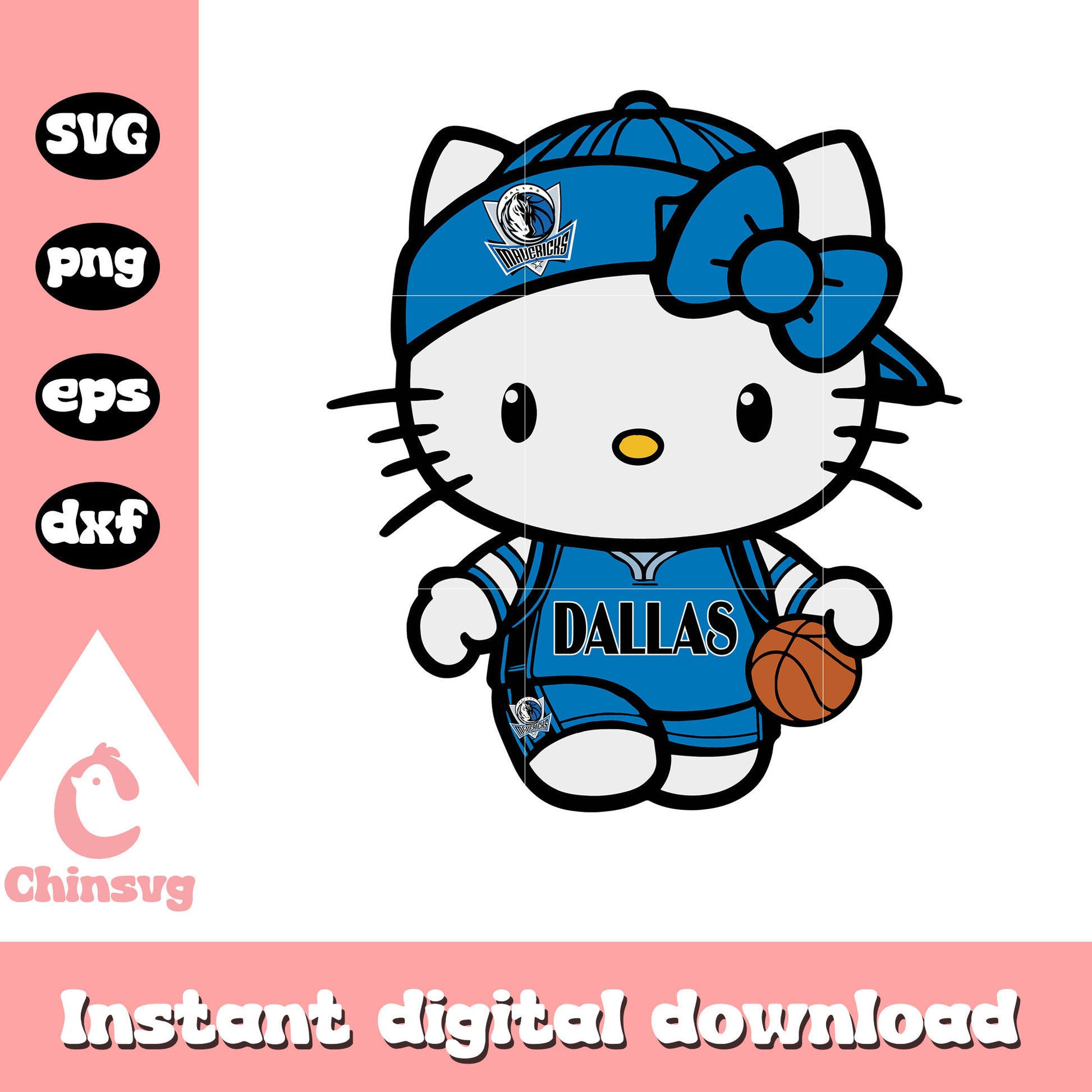 Hello Kitty Dallas Mavericks nba svg, hello kitty nba svg