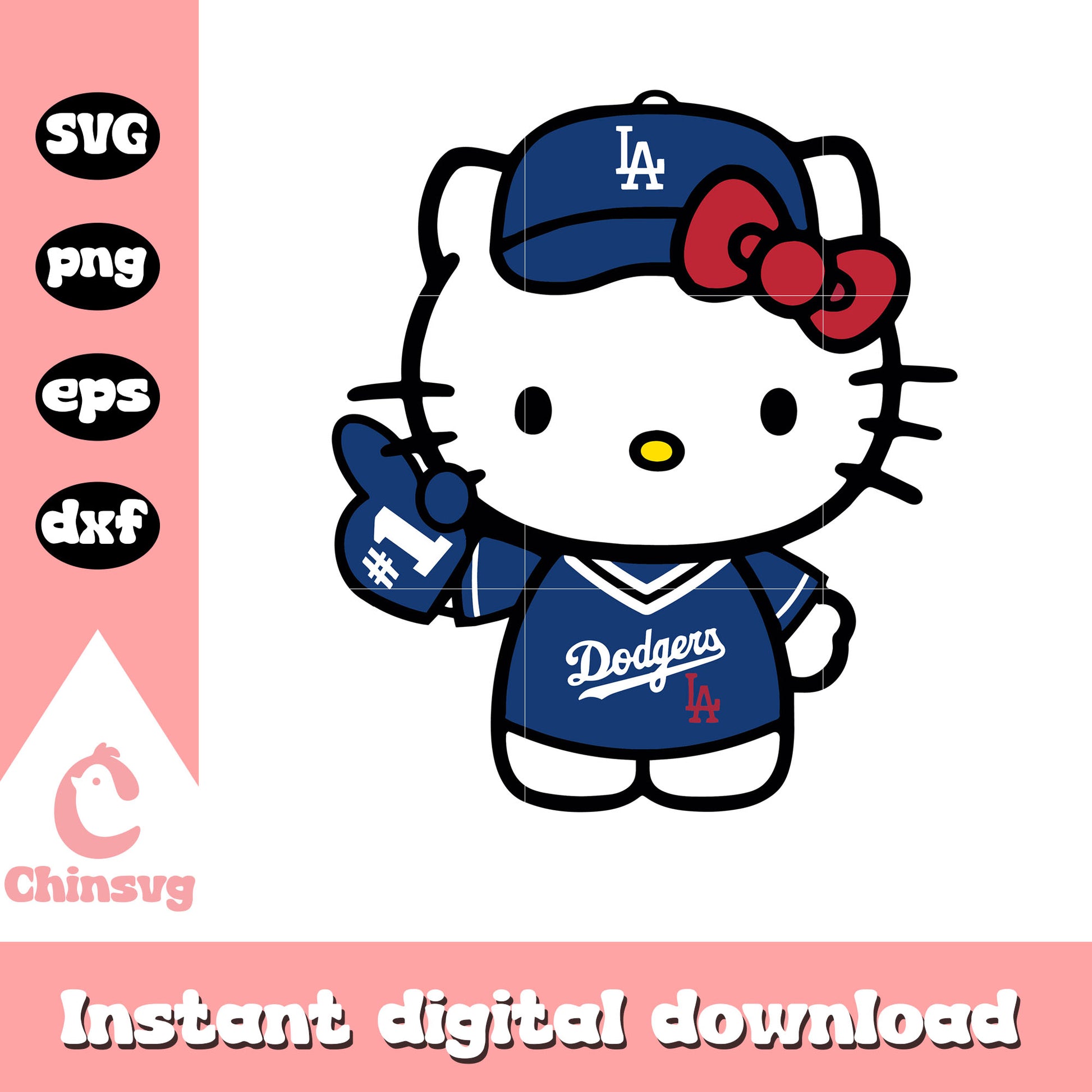 Hello Kitty Dodgers fan Baseball svg, hello kitty dodgers​ svg