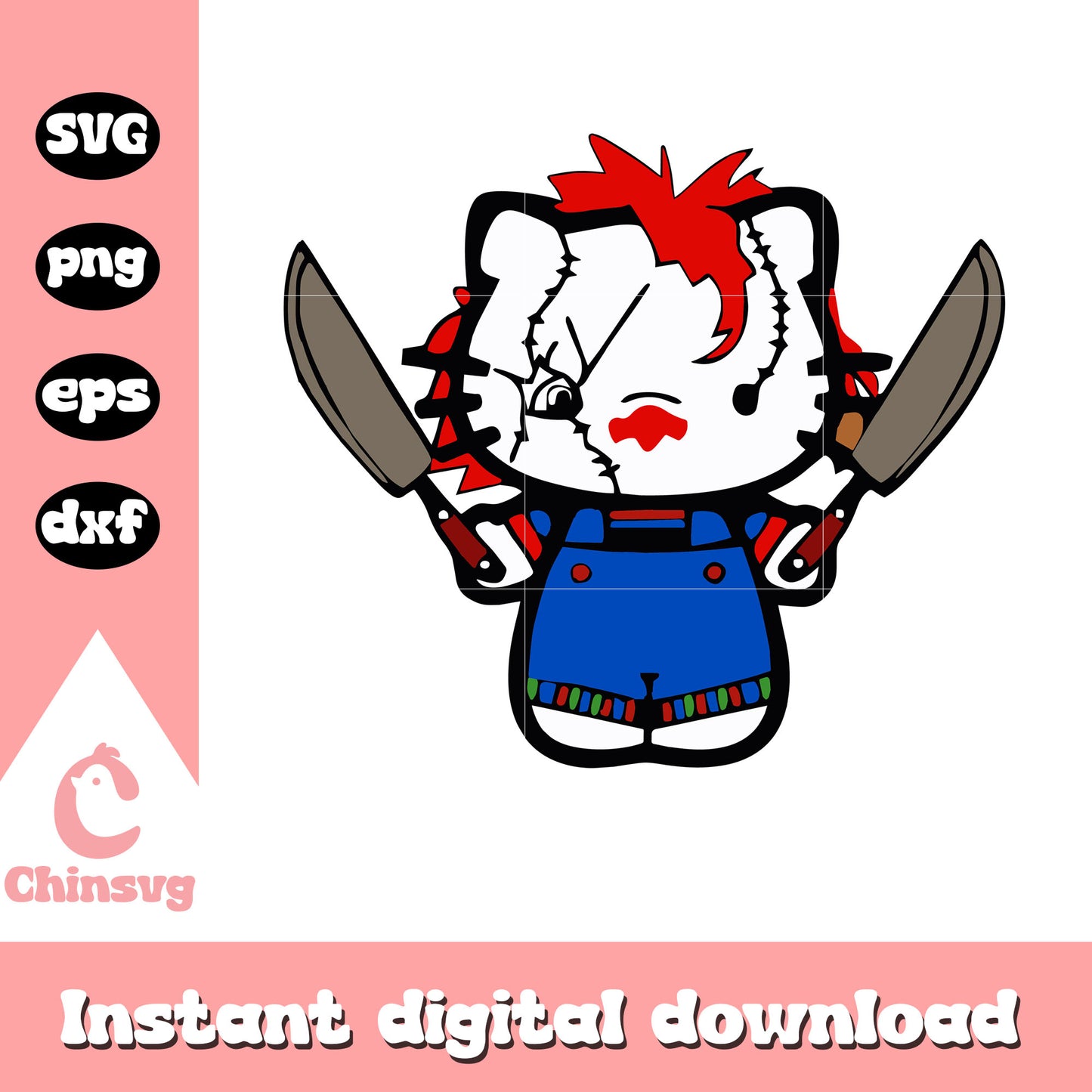 Hello Kitty chucky costume svg, hello kitty costume svg