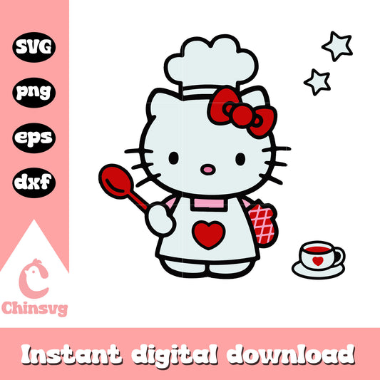 Hello Kitty cooking svg, hello kitty cartoon​ svg, sanrio cartoon svg