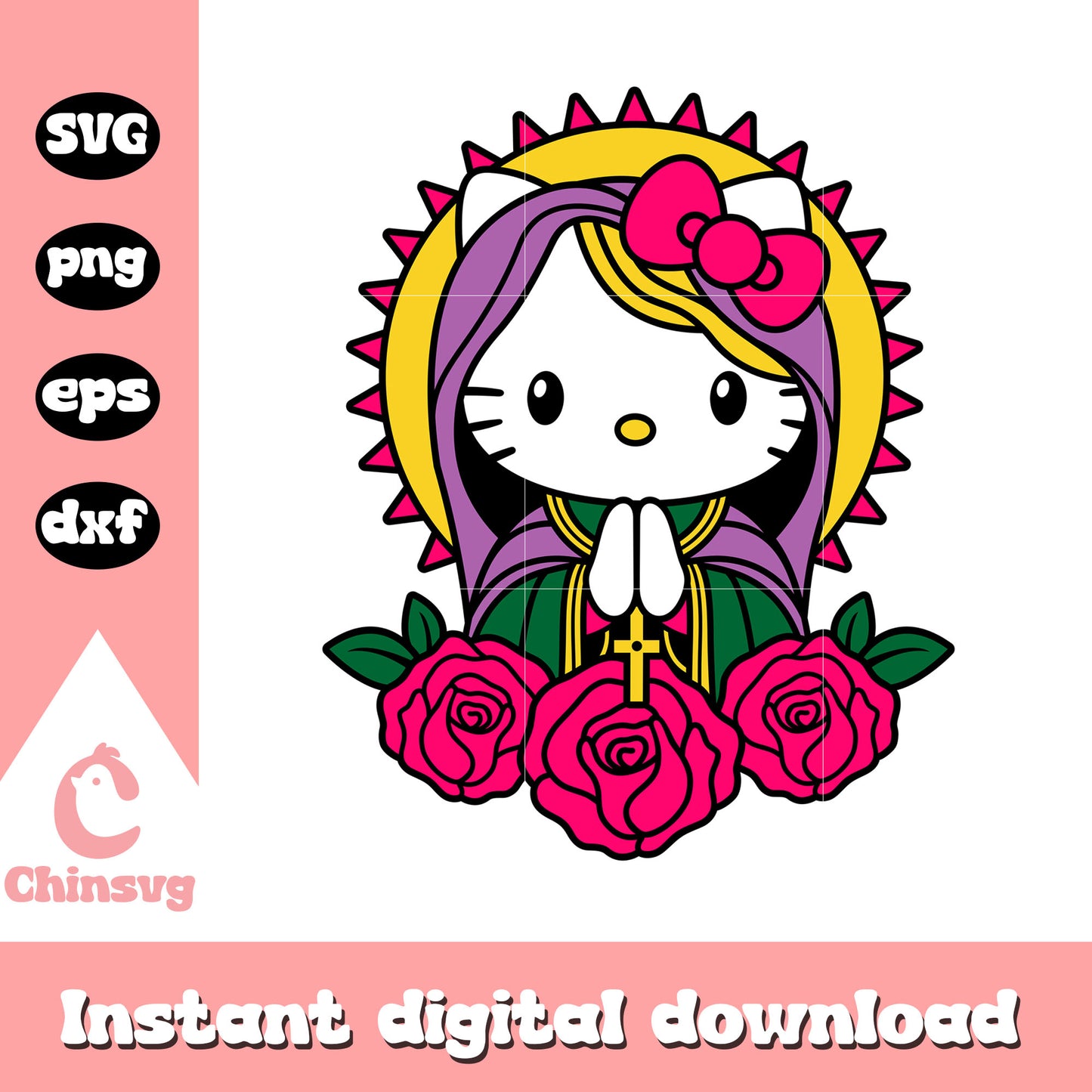 Hello Kitty religious svg, hello kitty svg, sanrio cartoon svg