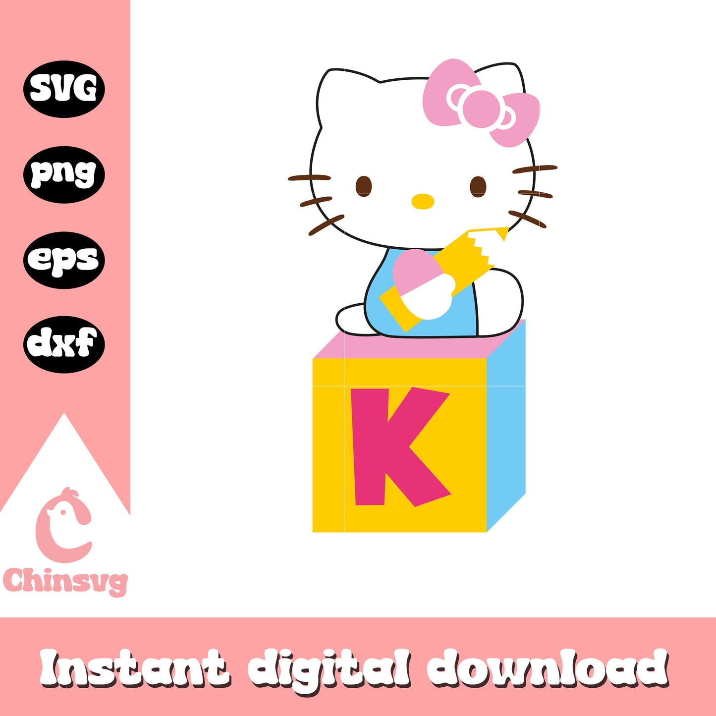 Hello kitty and K alphabet svg, hello kitty cat svg, kitty cat svg