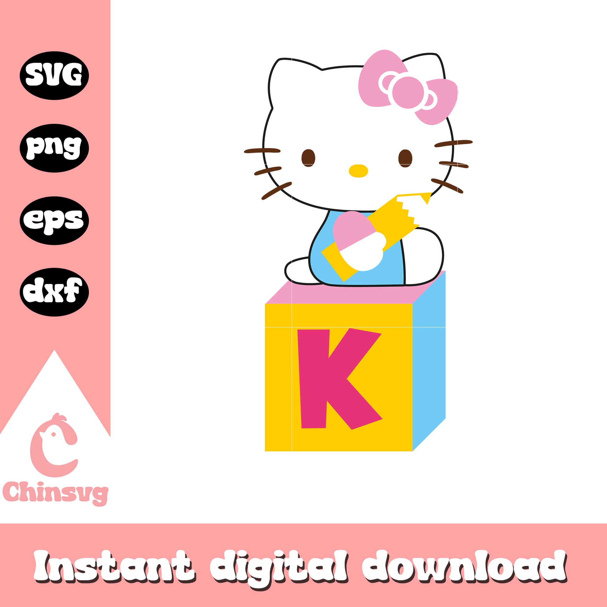 Hello kitty and K alphabet svg, hello kitty cat svg, kitty cat svg