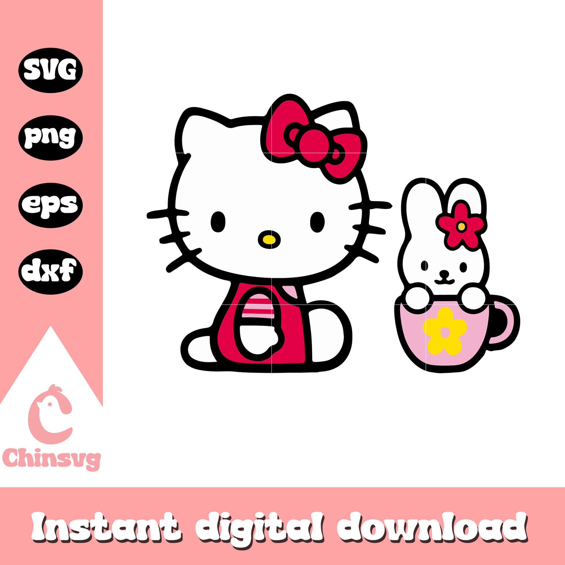 Hello kitty and bunny friends svg, hello kitty sanrio svg