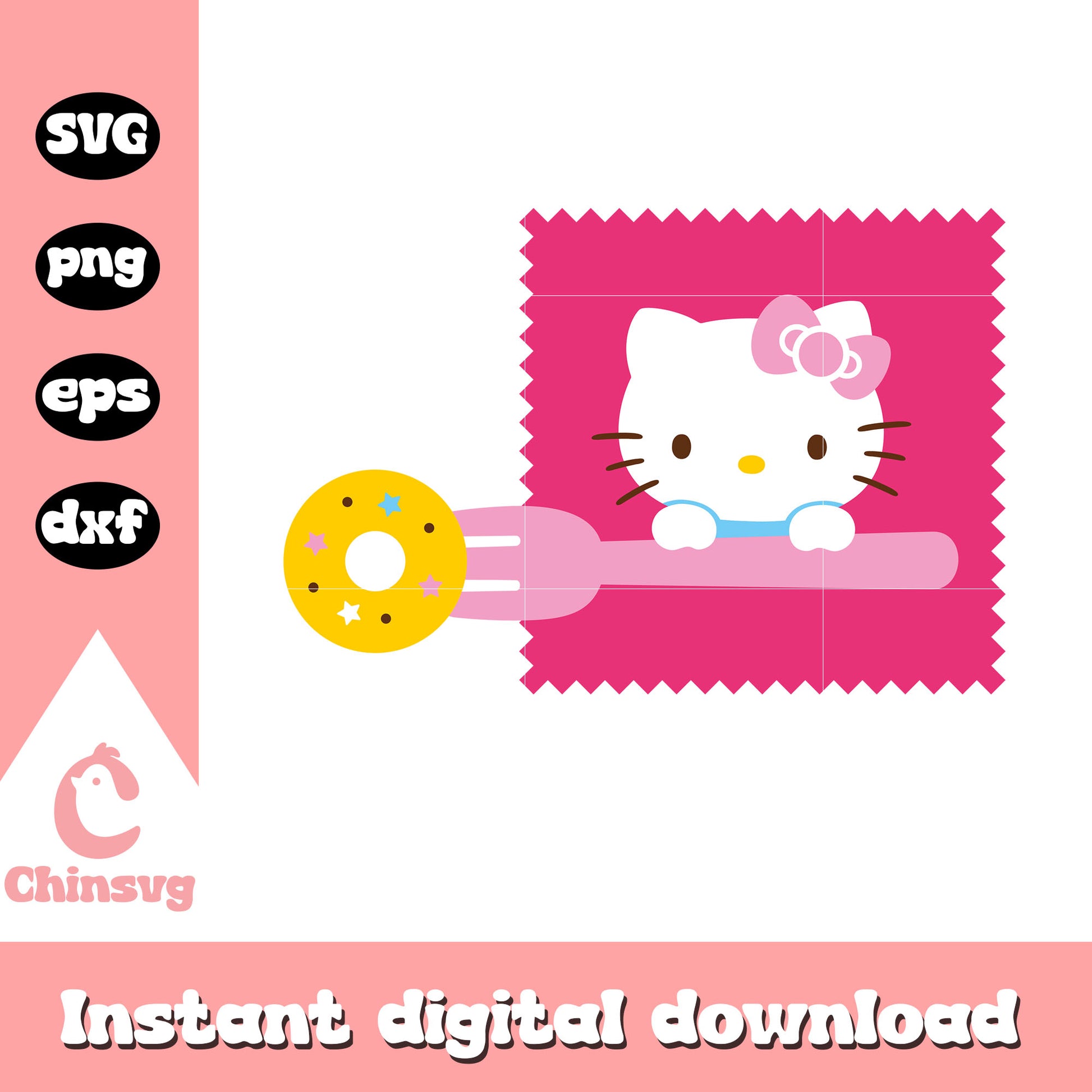 Hello kitty and cake stamp svg, hello kitty stamps​ svg