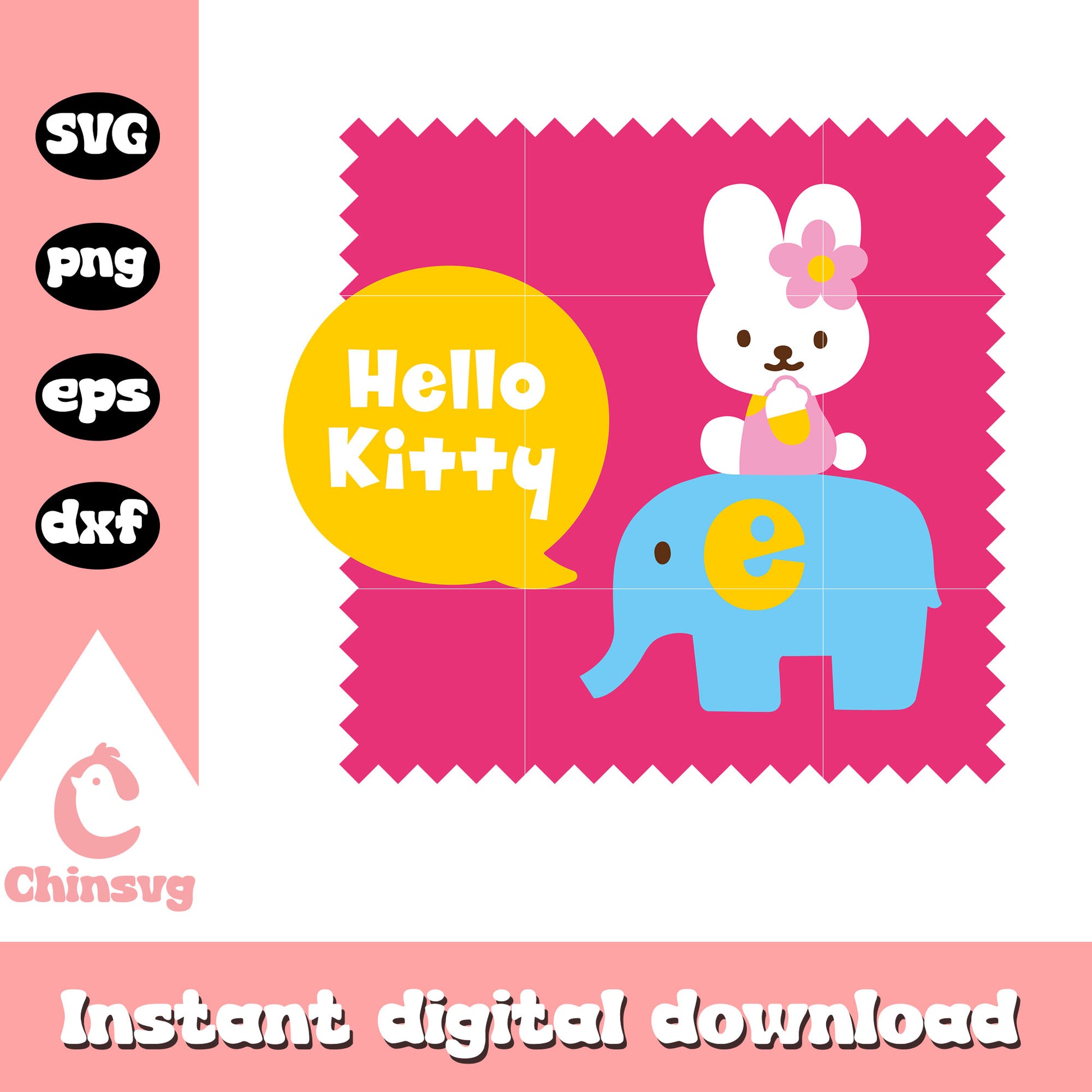 Hello kitty and elephant svg, hello kitty elephant​ svg