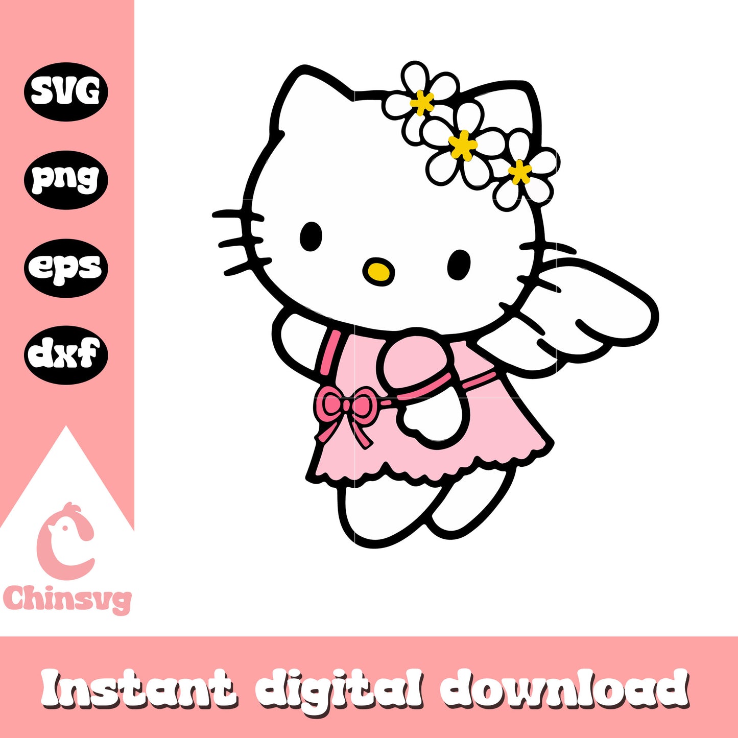 Hello kitty angel costume svg, hello kitty costume svg, hello kitty svg