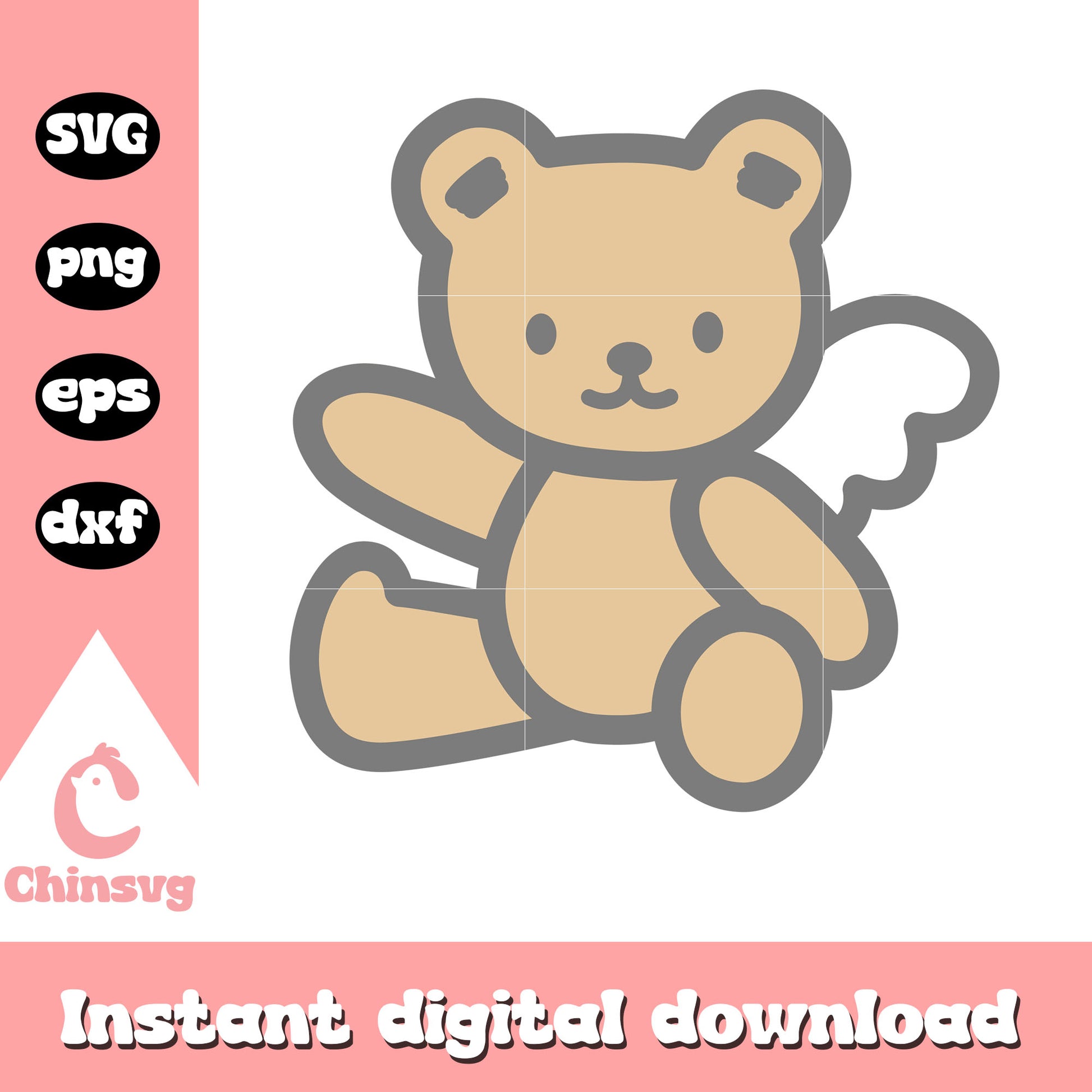 Hello kitty angel teddy bear design svg, hello kitty care bear svg