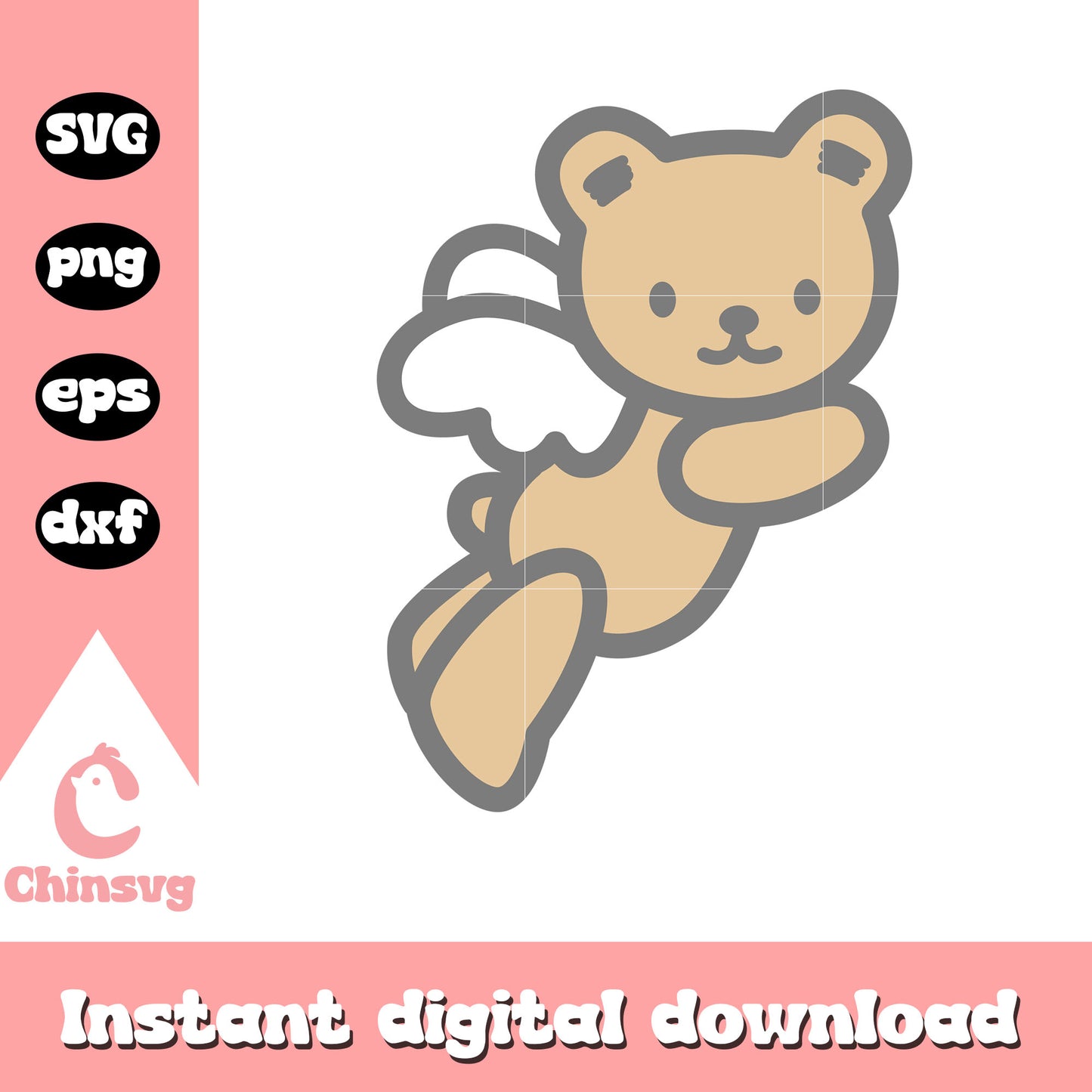 Hello kitty angel teddy bear svg, hello kitty care bear svg