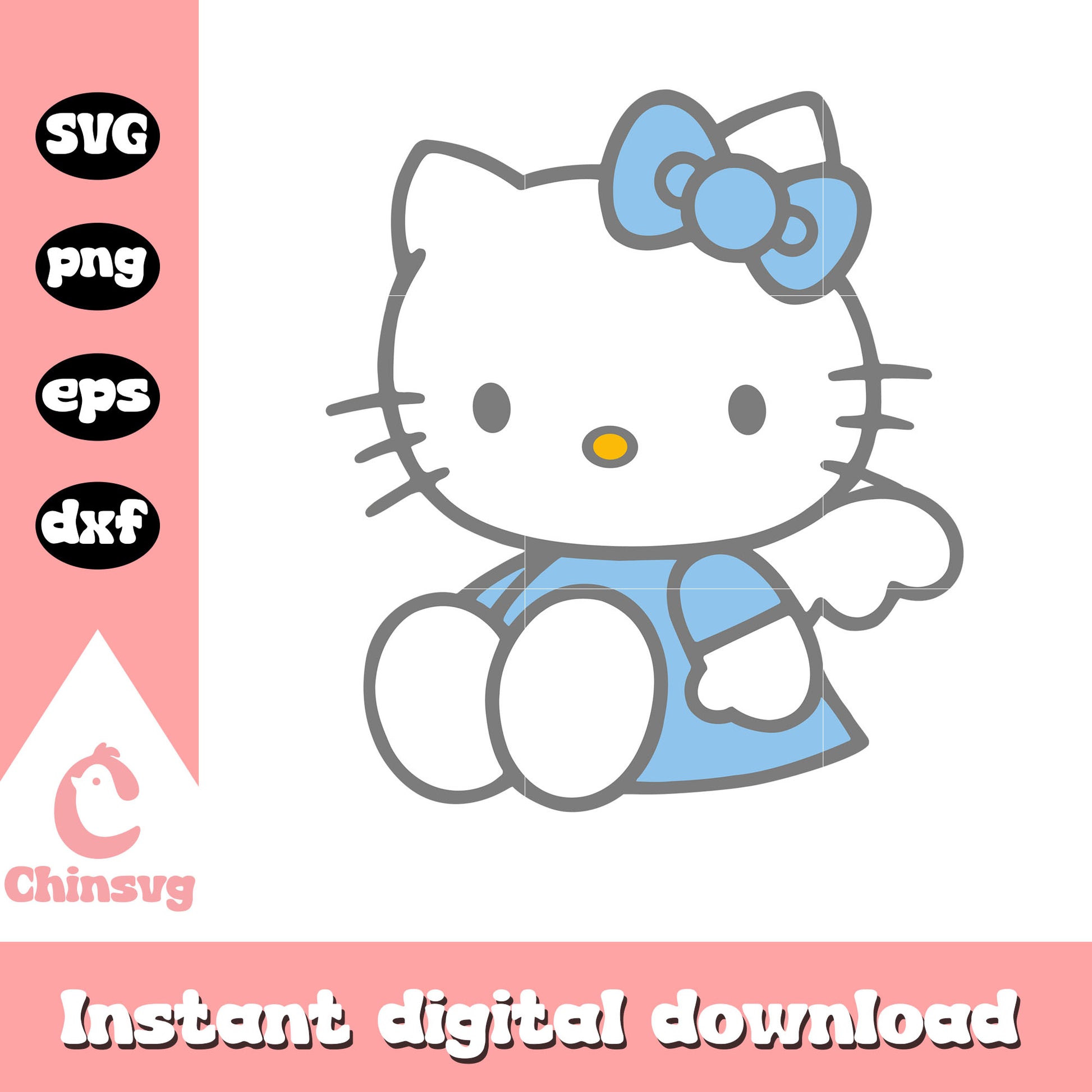 Hello kitty blue angel cartoon svg, hello kitty blue angel​ svg