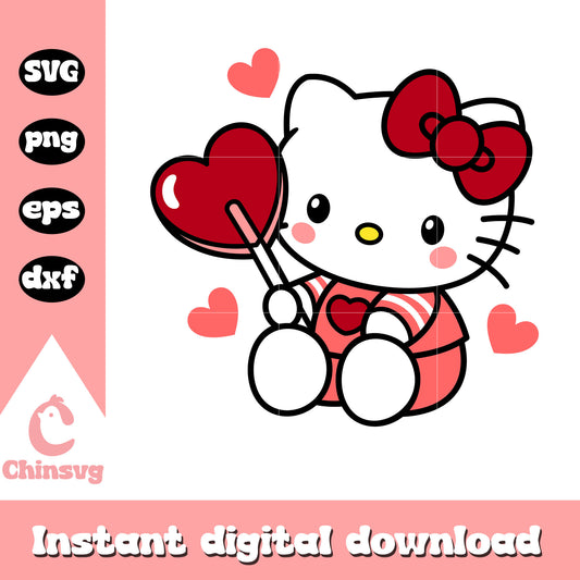 Hello kitty candy heart svg, hello kitty valentines​ svg