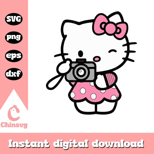 Hello kitty cartoon camera design svg, sanrio hello kitty svg