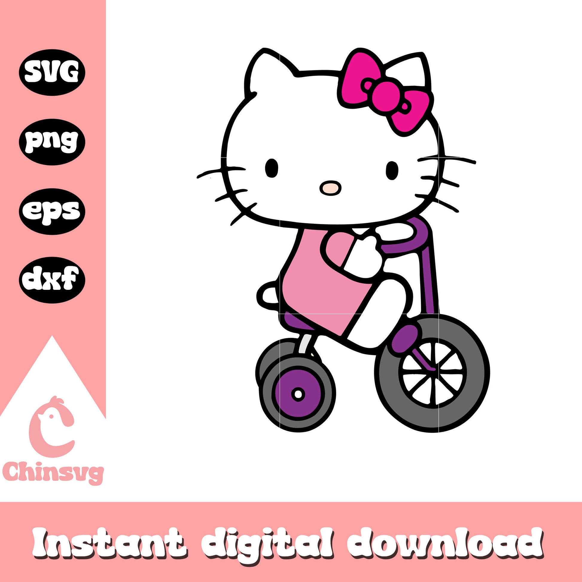 Hello kitty cat on bike svg file, hello kitty on bike svg