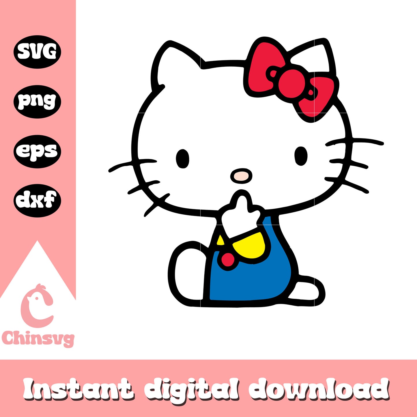 Hello kitty cat sitting on ground svg, hello kitty cat svg