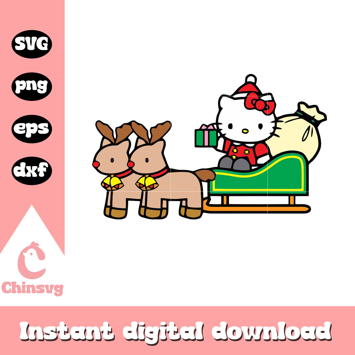 Hello kitty christmas santa costume svg, hello kitty santa​ svg