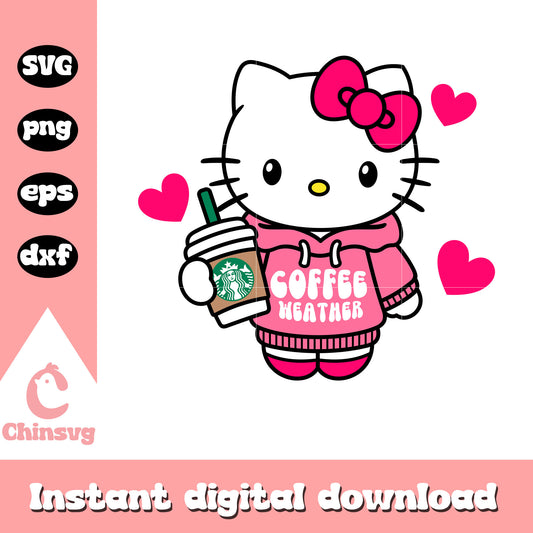 Hello kitty coffee weather svg, hello kitty svg, sanrio cartoon svg