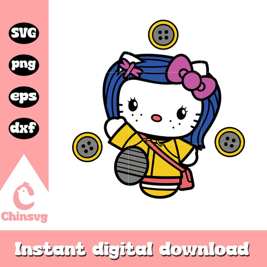 Hello kitty coraline design svg, hello kitty svg, coraline svg​