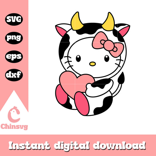 Hello kitty cow heart design svg, hello kitty svg, sanrio svg