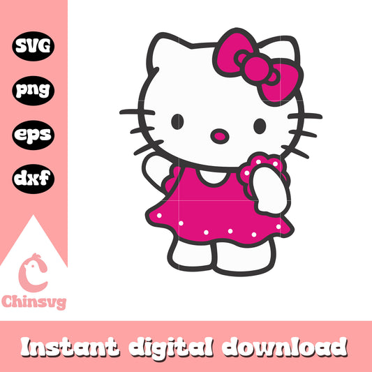 Hello kitty dress pink design svg, hello kitty character svg