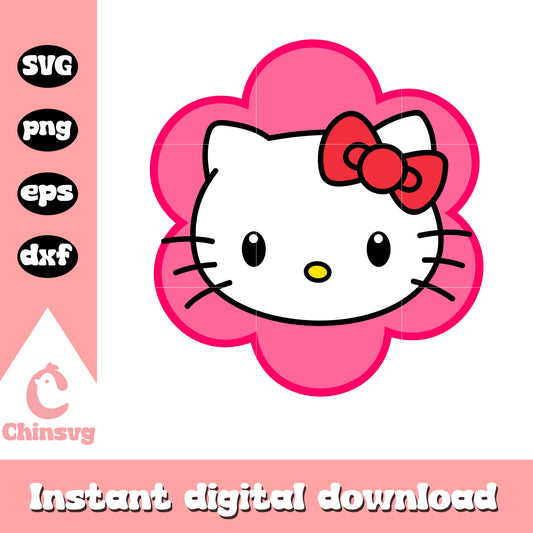 Hello kitty face flower svg, sanrio hello kitty, sanrio cartoon svg