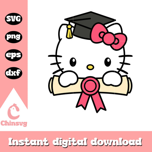 Hello kitty face graduate svg, graduation hello kitty svg