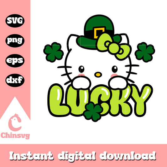 Hello kitty face st patrick day svg, hello kitty svg, sanrio svg