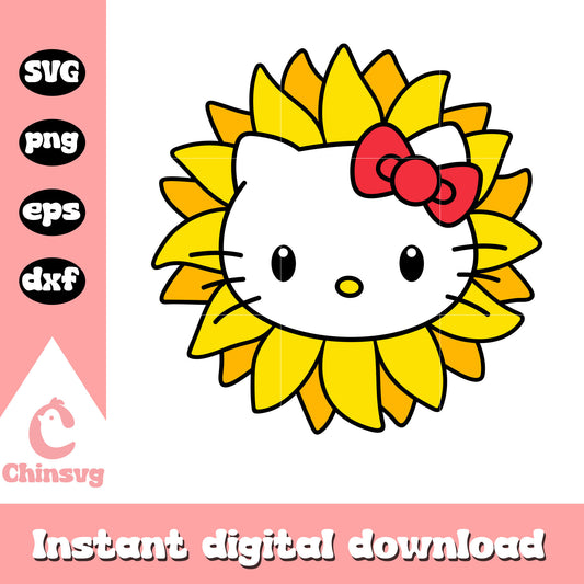 Hello kitty face sunflower svg, sanrio hello kitty, sanrio cartoon svg