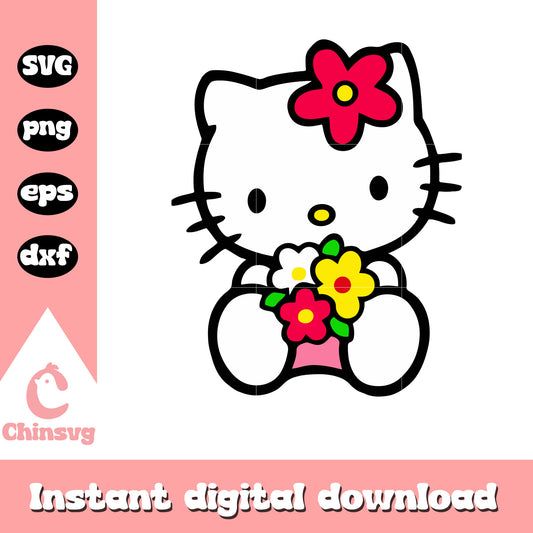 Hello kitty flower svg, hello kitty svg, sanrio cartoon svg