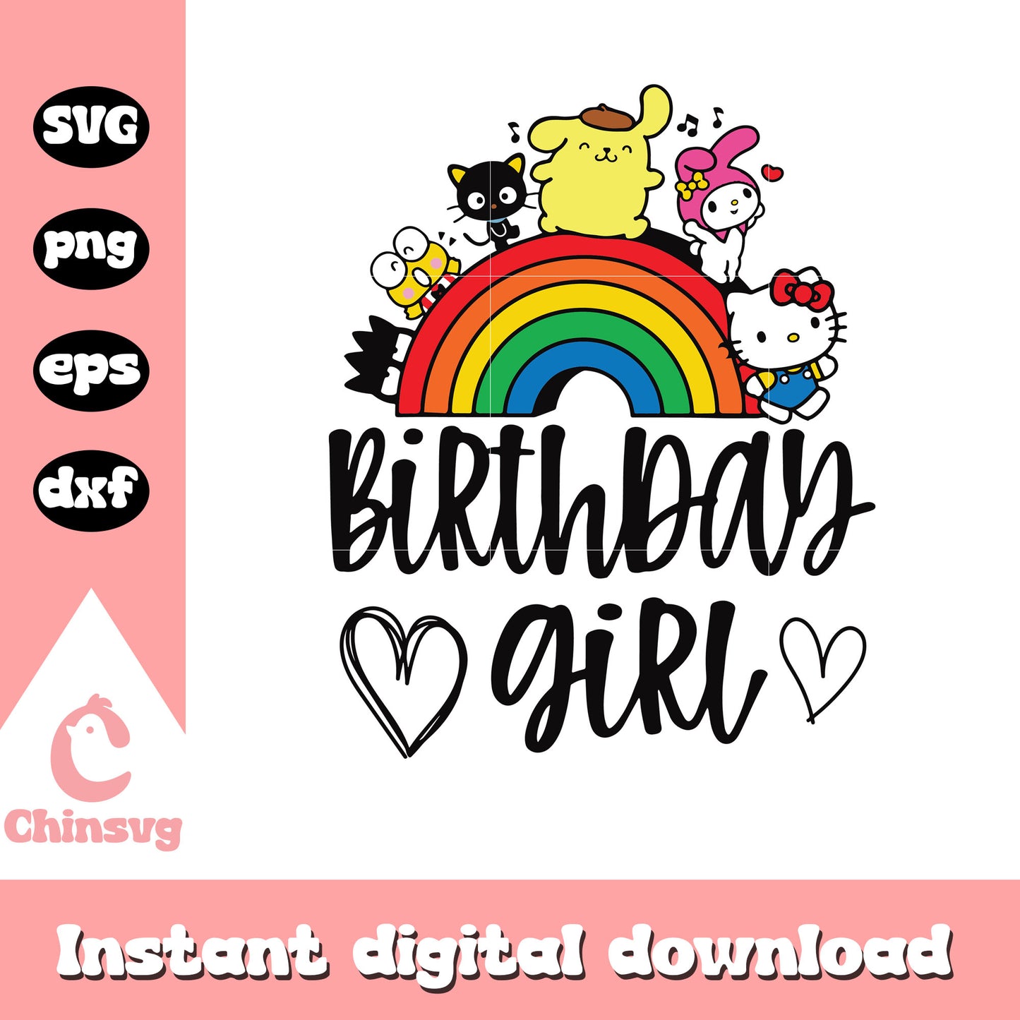 Hello kitty friends birthday girl svg design, hello kitty friends svg