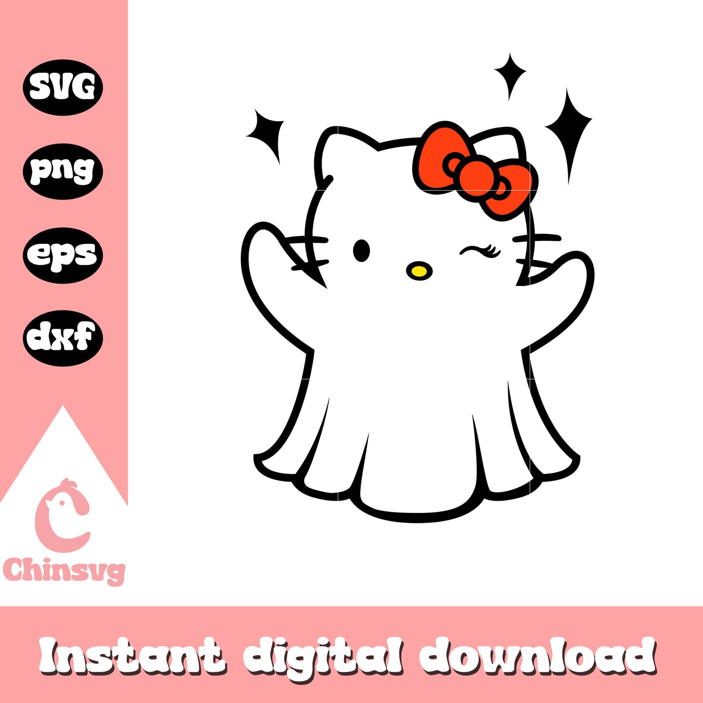 Hello kitty ghost halloween svg, halloween hello kitty svg