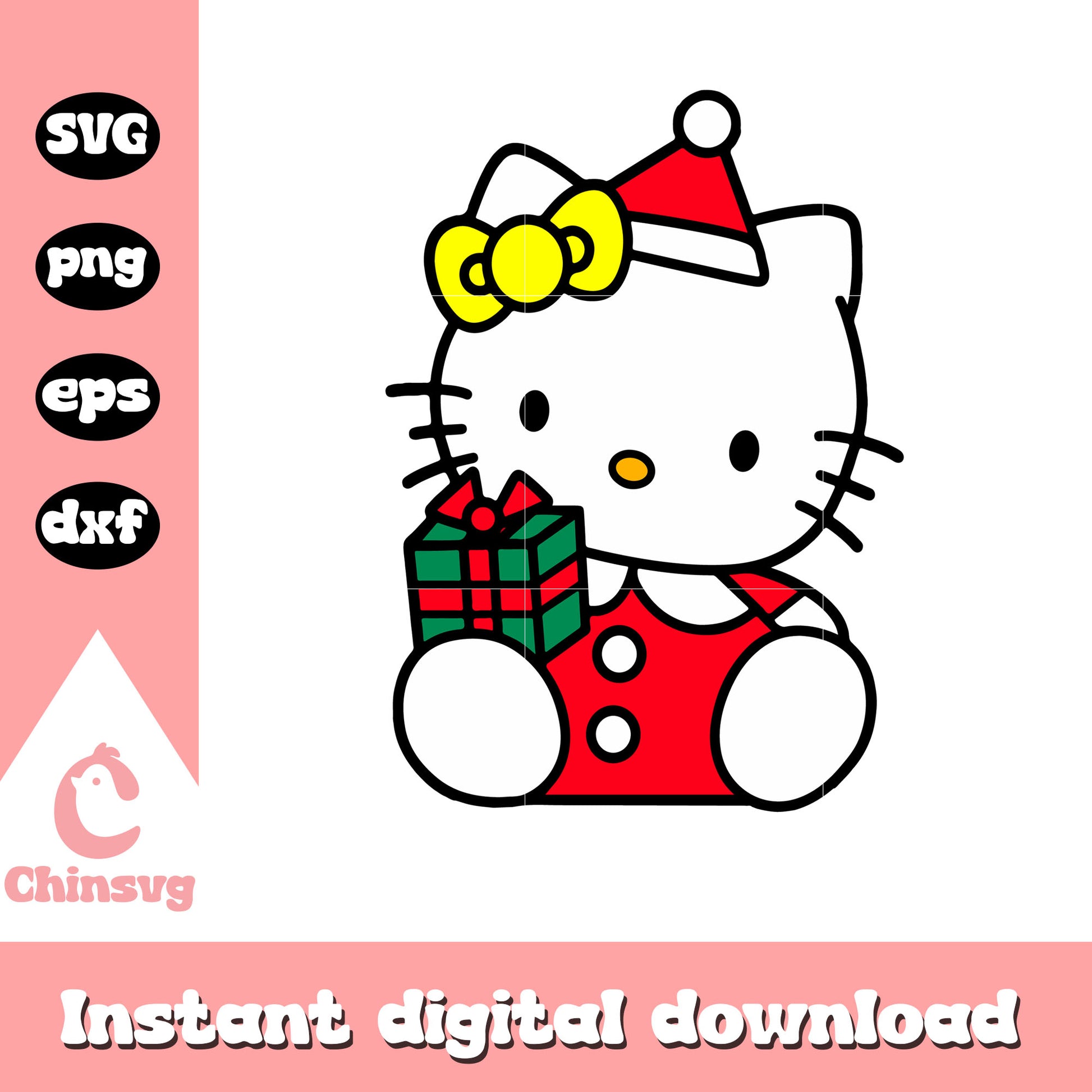 Hello kitty gift christmas svg, hello kitty christmas svg