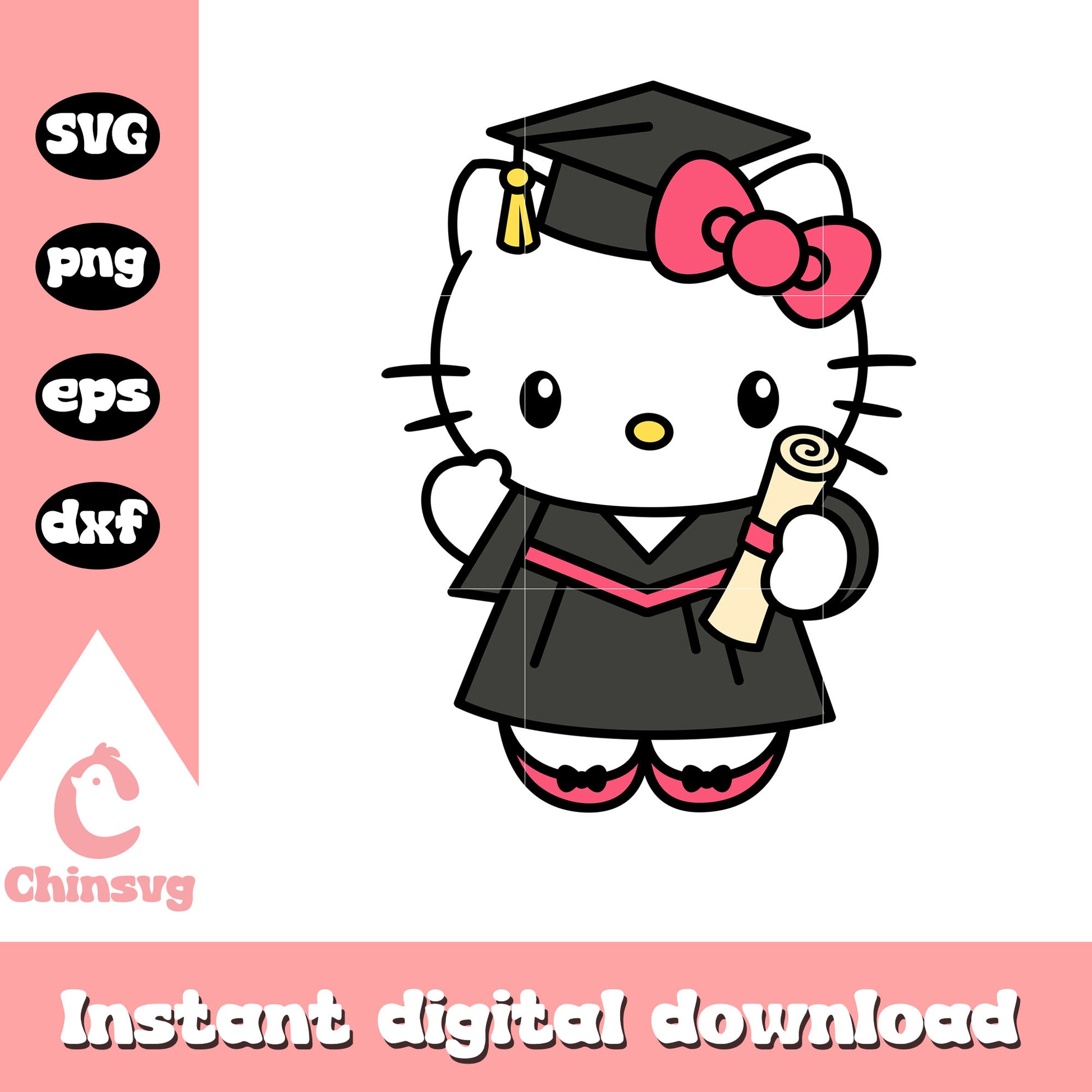 Hello kitty graduate svg, graduation hello kitty svg, sanrio cartoon svg