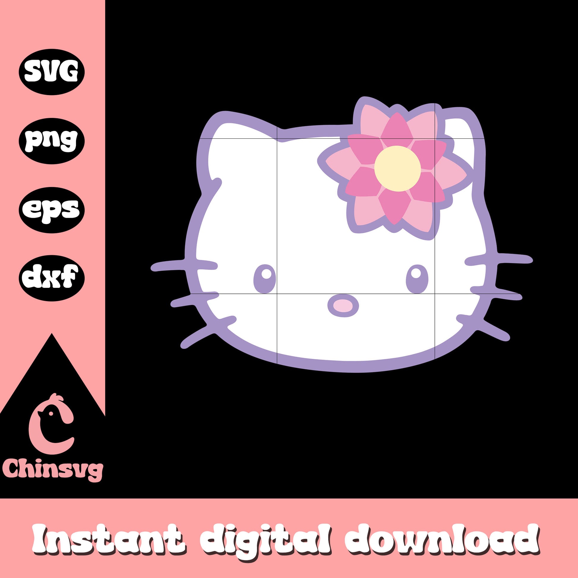 Hello kitty head cartoon svg digital download, hello kitty head svg