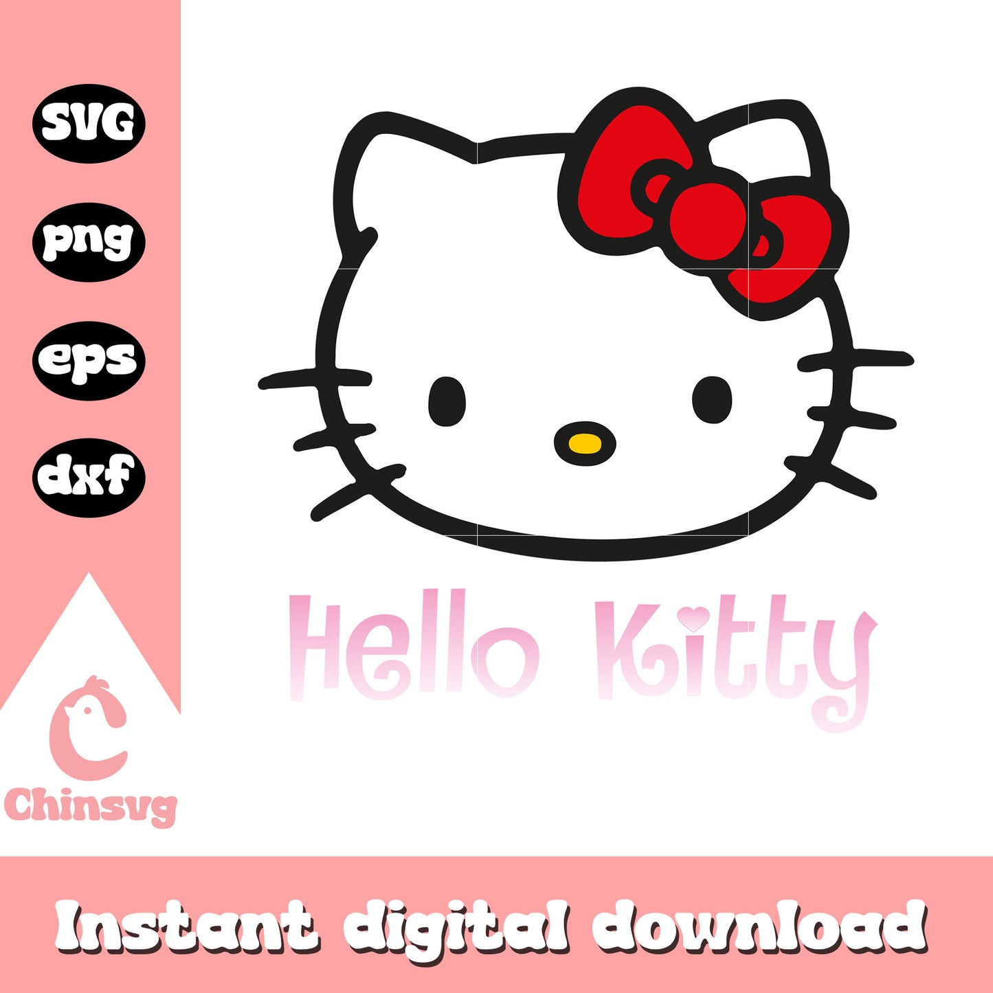 Hello kitty head name cartoon svg, hello kitty head​ svg, kitty cat svg