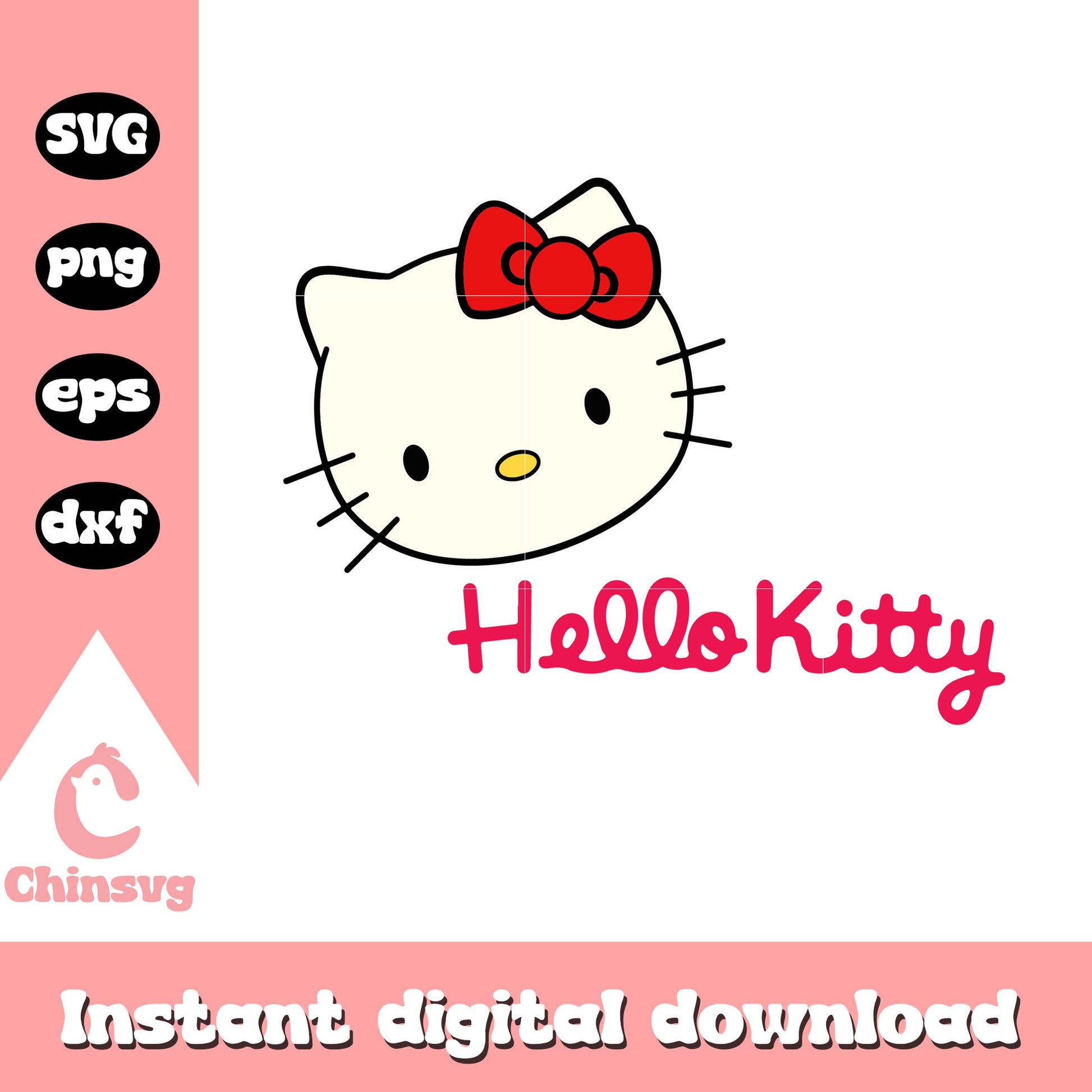 Hello kitty head pink name svg, hello kitty sanrio svg, hello kitty svg