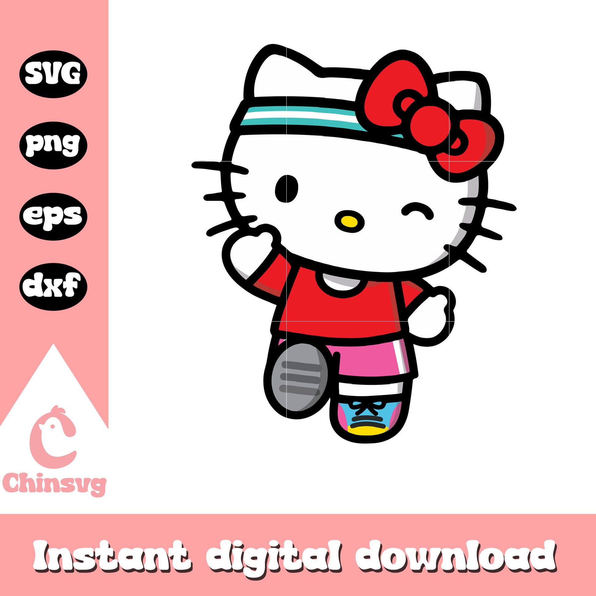 Hello kitty jogging svg, hello kitty svg, cute hello kitty​ svg