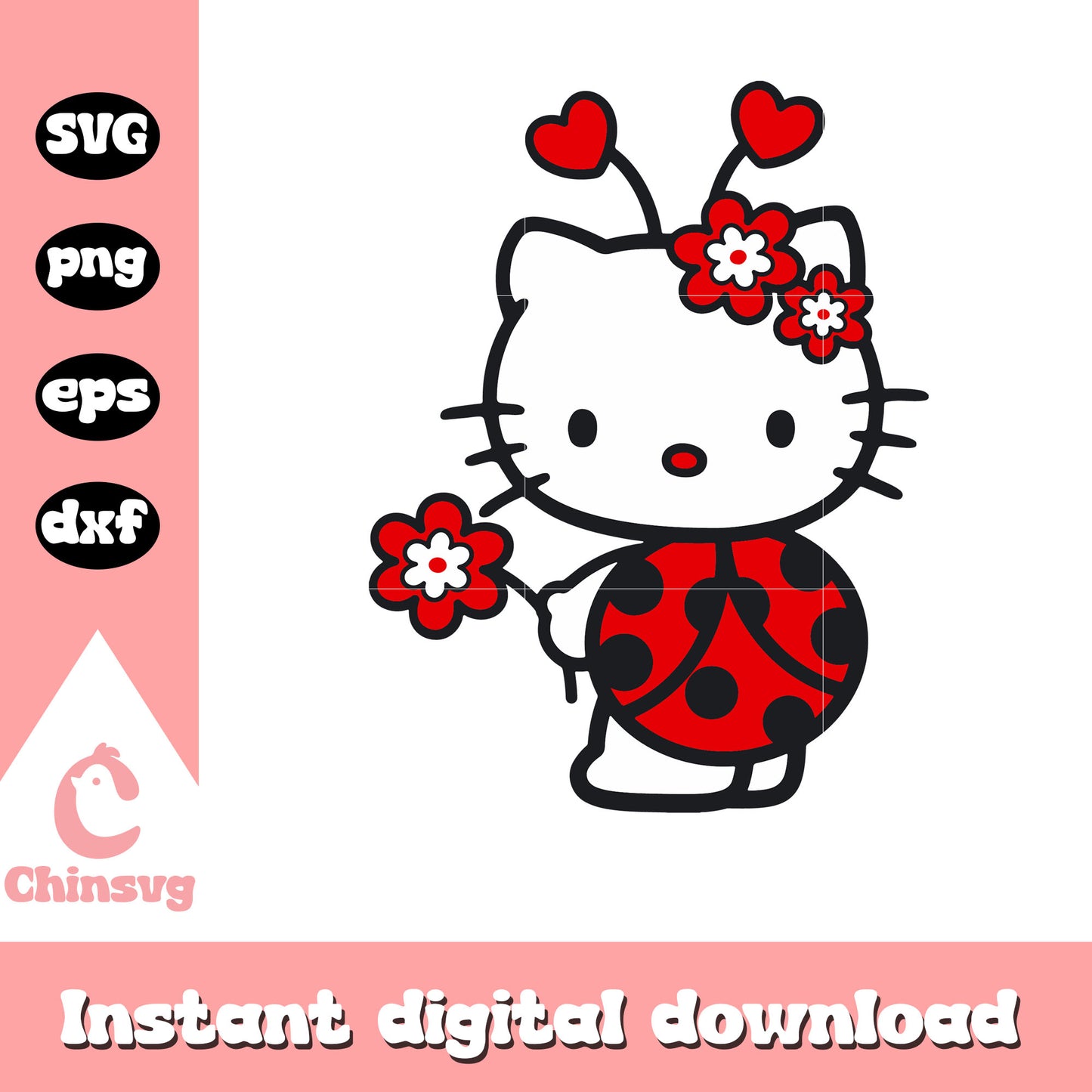 Hello kitty ladybug design svg, hello kitty svg, sanrio cartoon svg