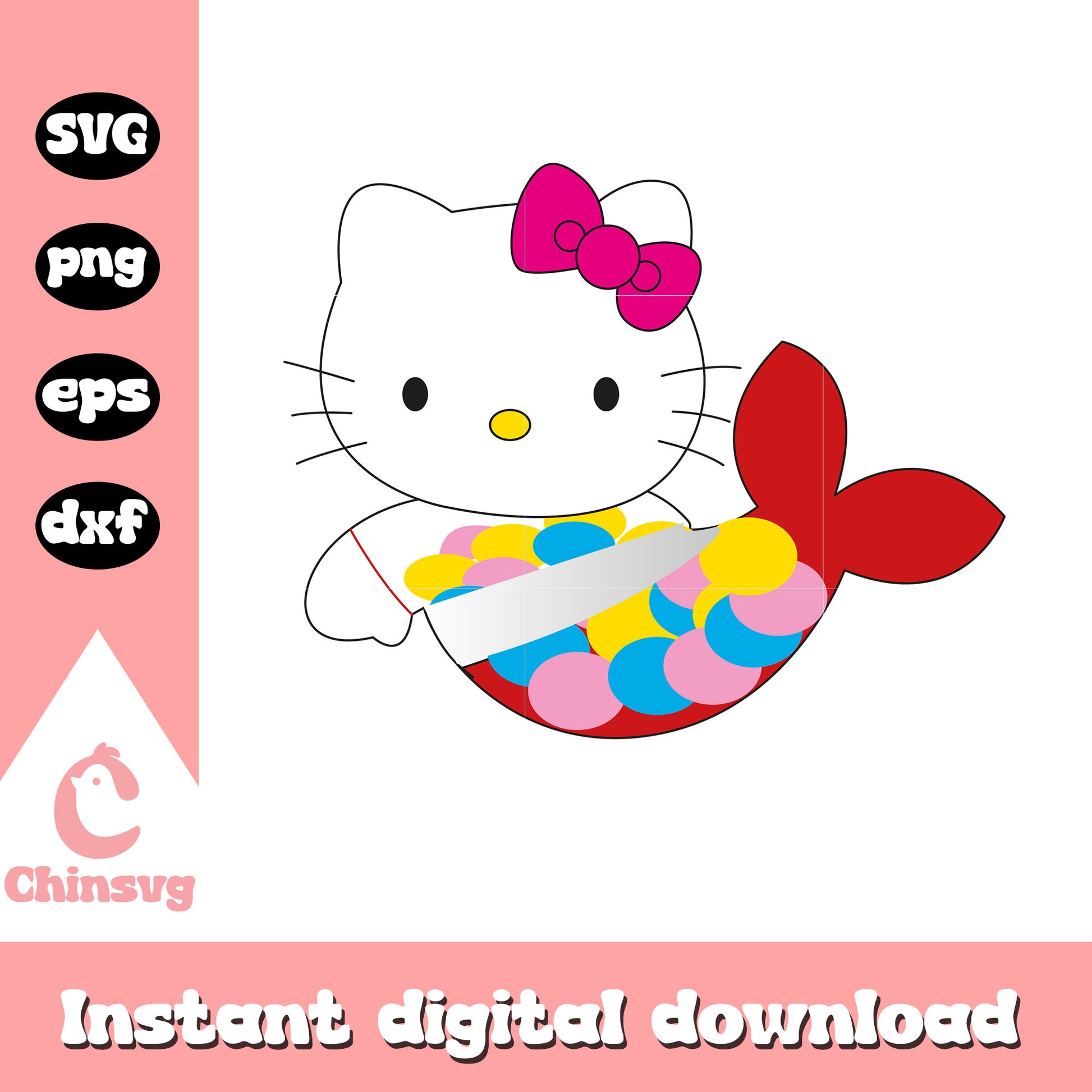 Hello kitty mermaid costume svg, hello kitty mermaid svg