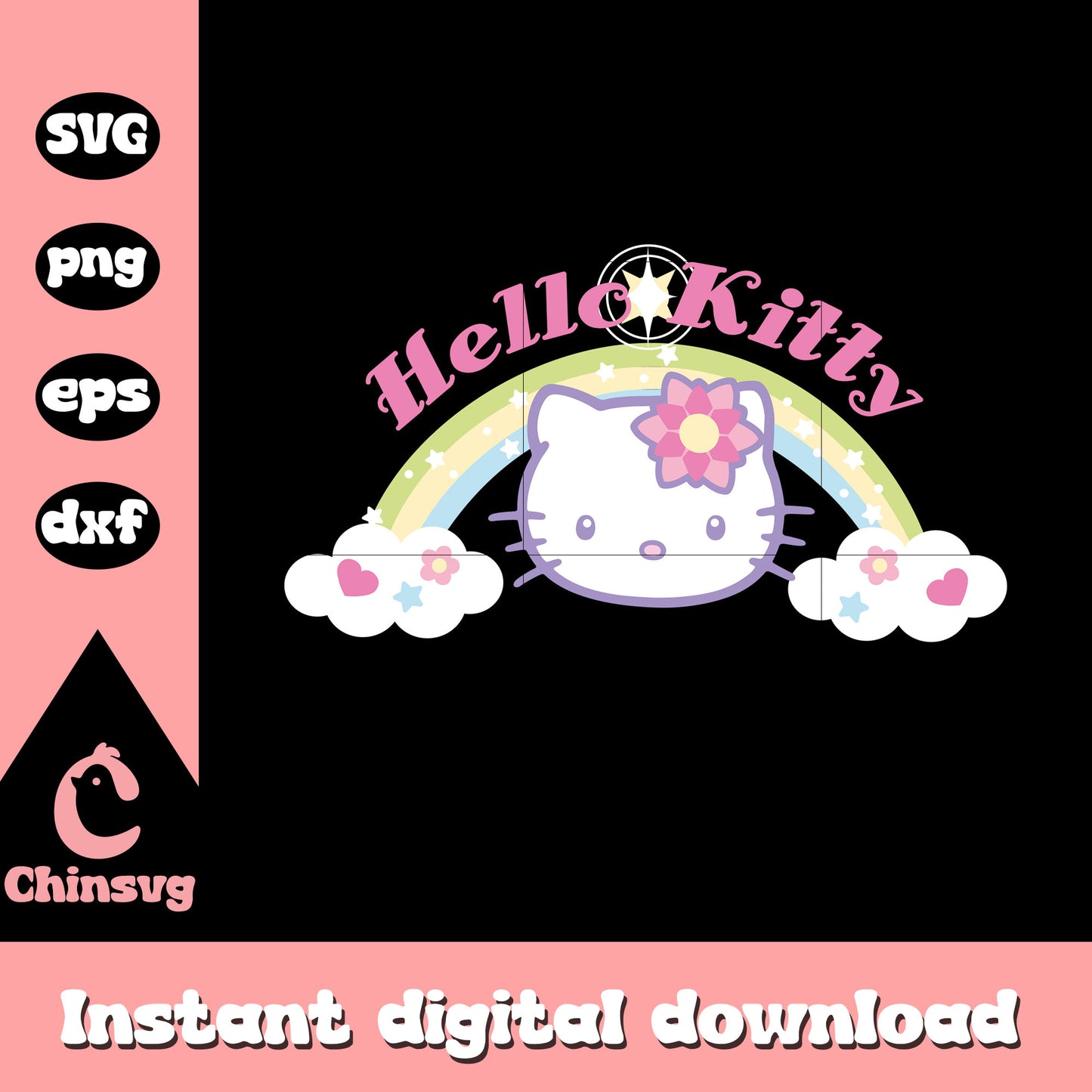 Hello kitty name and rainbow svg, hello kitty rainbow svg