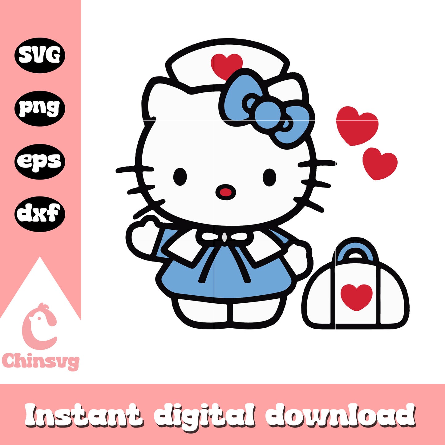 Hello kitty nurse costume svg, hello kitty costume svg, hello kitty cat svg