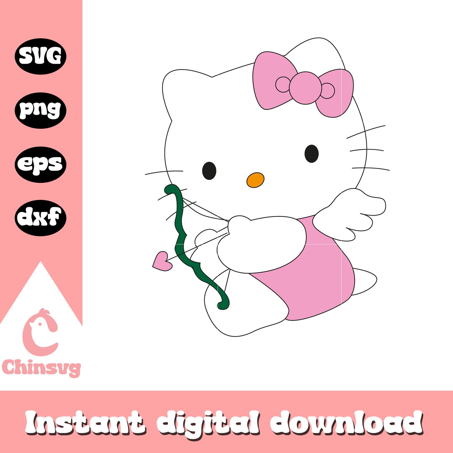 Hello kitty pink angel svg, pink hello kitty svg, hello kitty svg