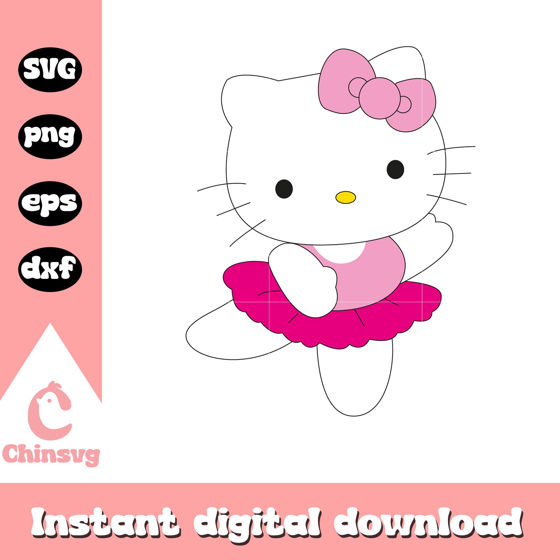 Hello kitty pink bale svg, pink hello kitty svg, kitty cat svg