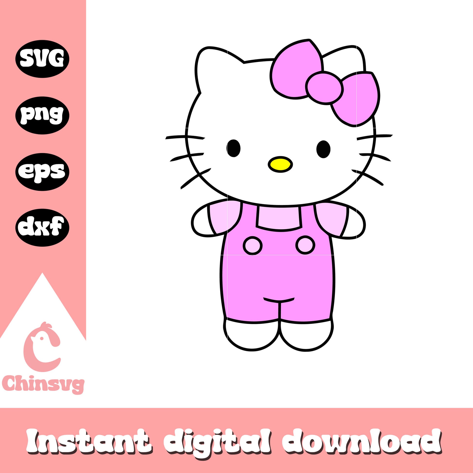 Hello kitty pink costume design svg, pink hello kitty svg