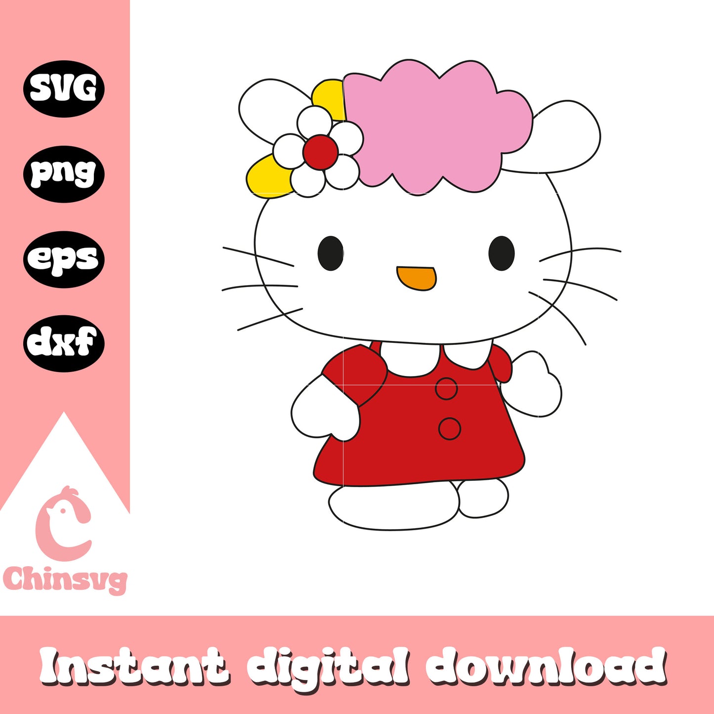 Hello kitty pink funny costume svg, hello kitty costume svg