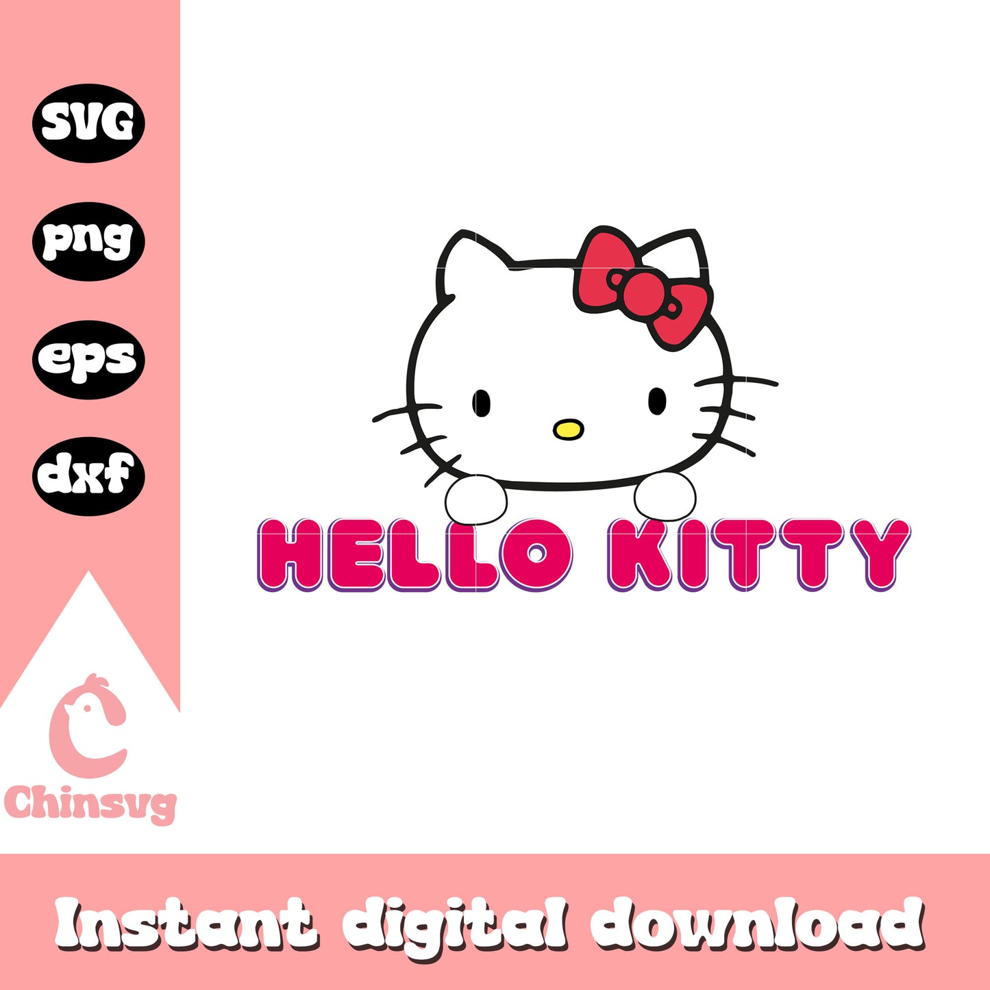 Hello kitty pink head svg cartoon, pink hello kitty svg, kitty cat svg